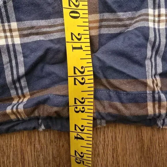 L.L. Bean Signature Women's L Grayish Blue Plaid 1/4 Button Pullover Drawstring - Picture 12 of 14